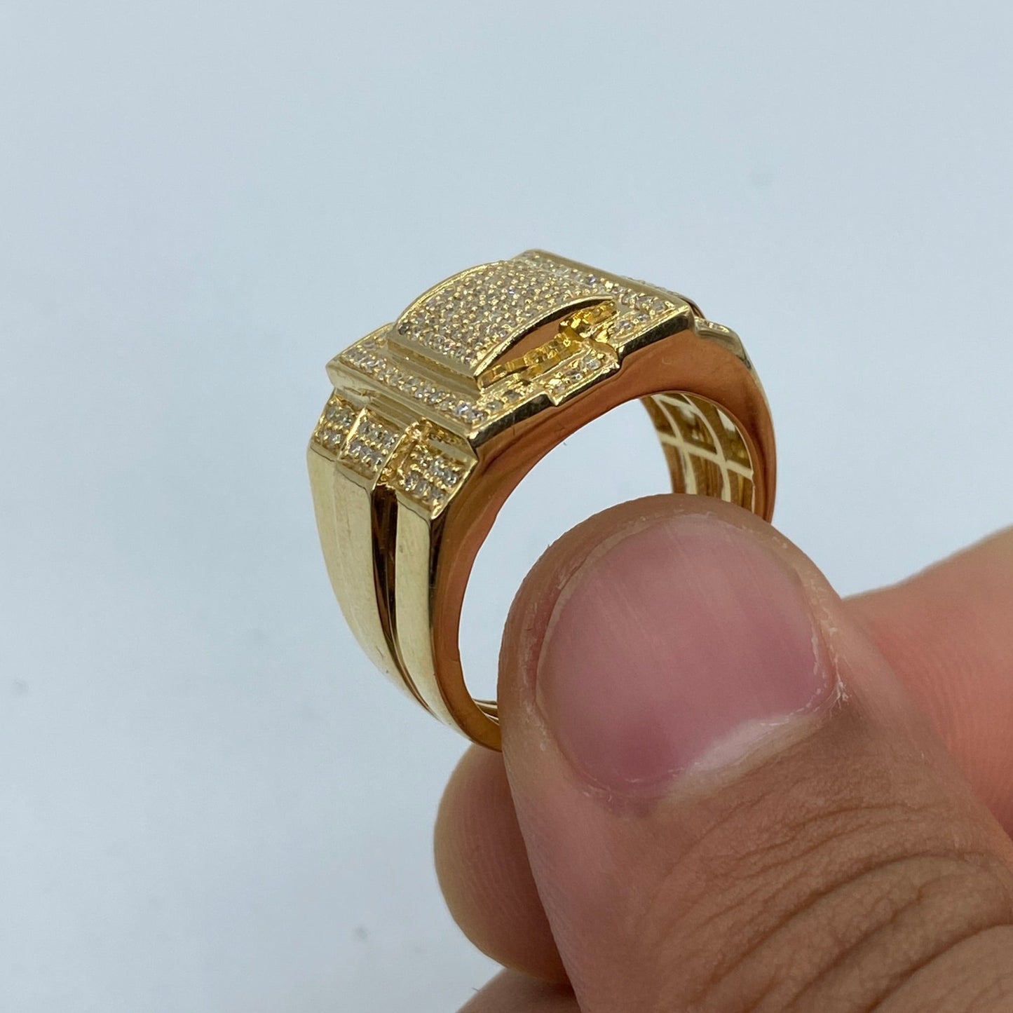 10K Square Trojan Diamond Ring