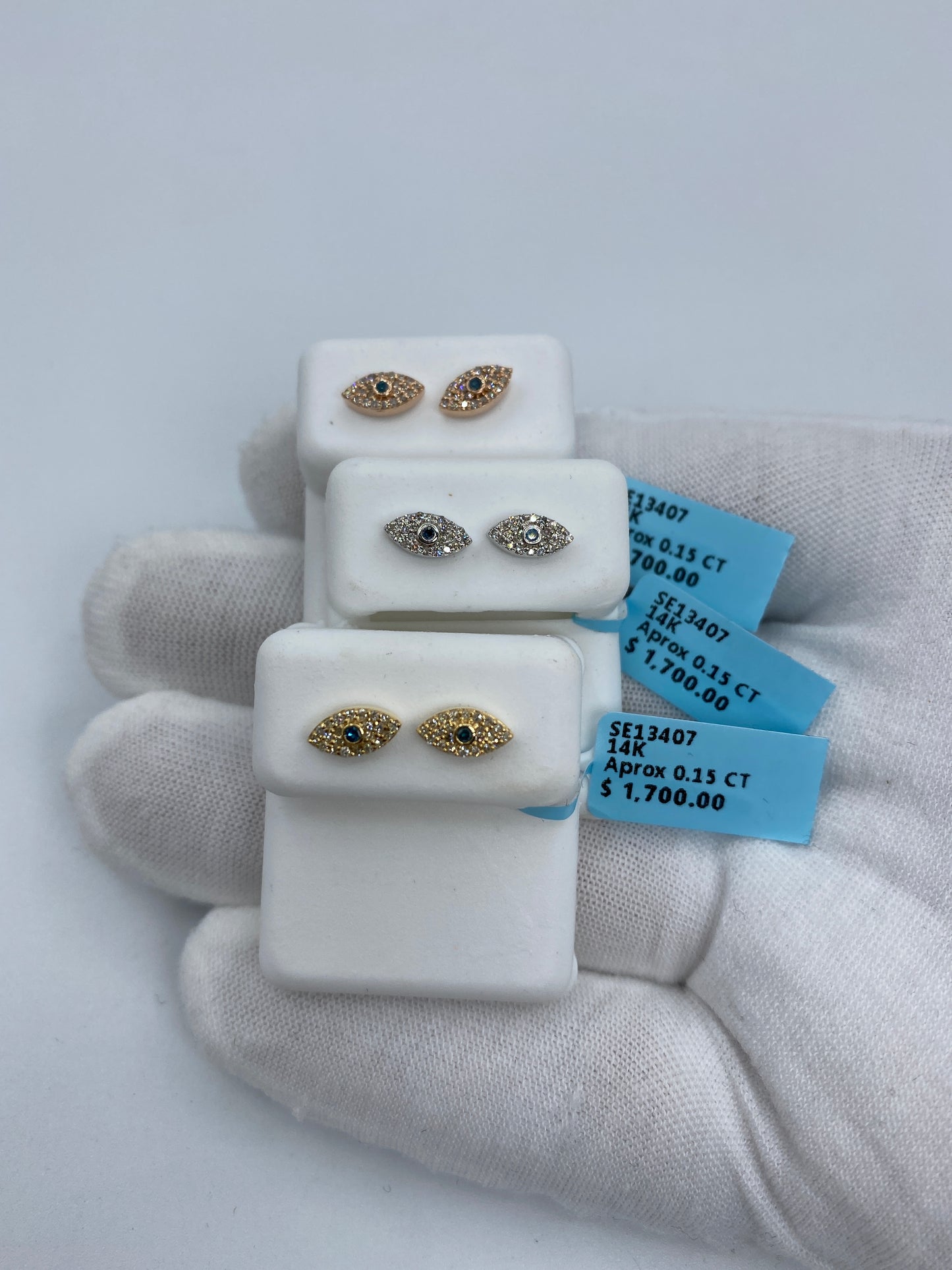 Teal Center Stone Eye Earrings