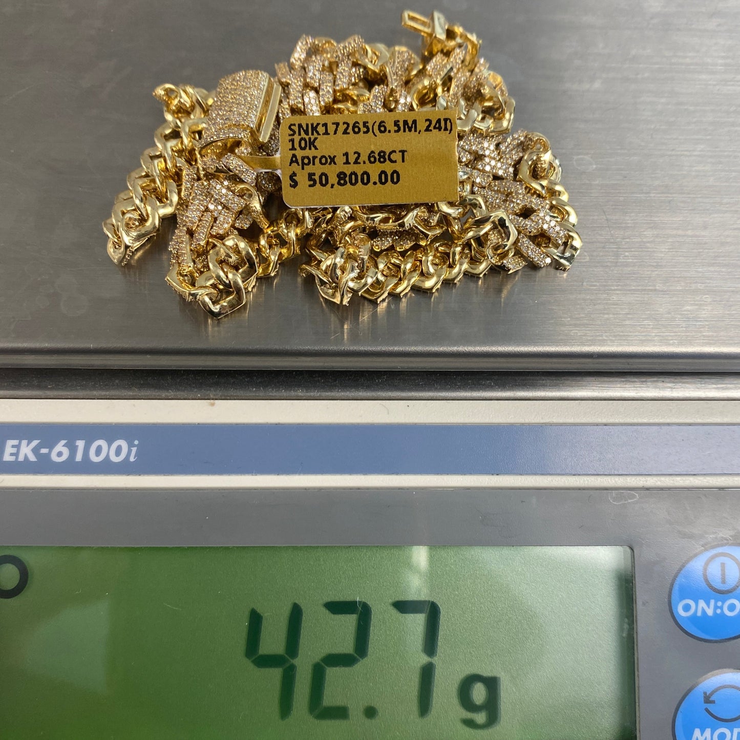 10K 6.5MM Cuban Link Diamond Chain 24"