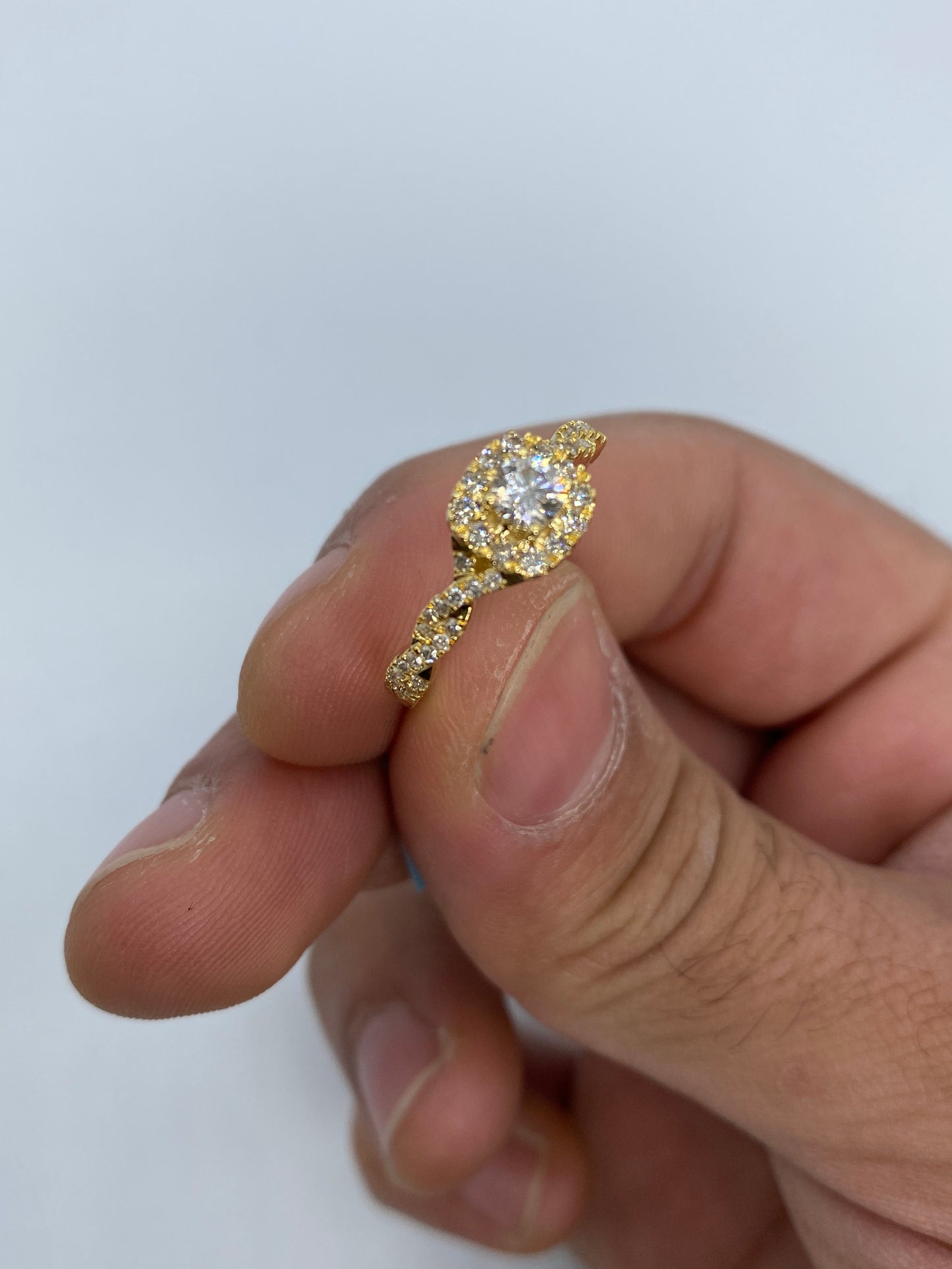 Large Center Stone Spiral Engagement Ring