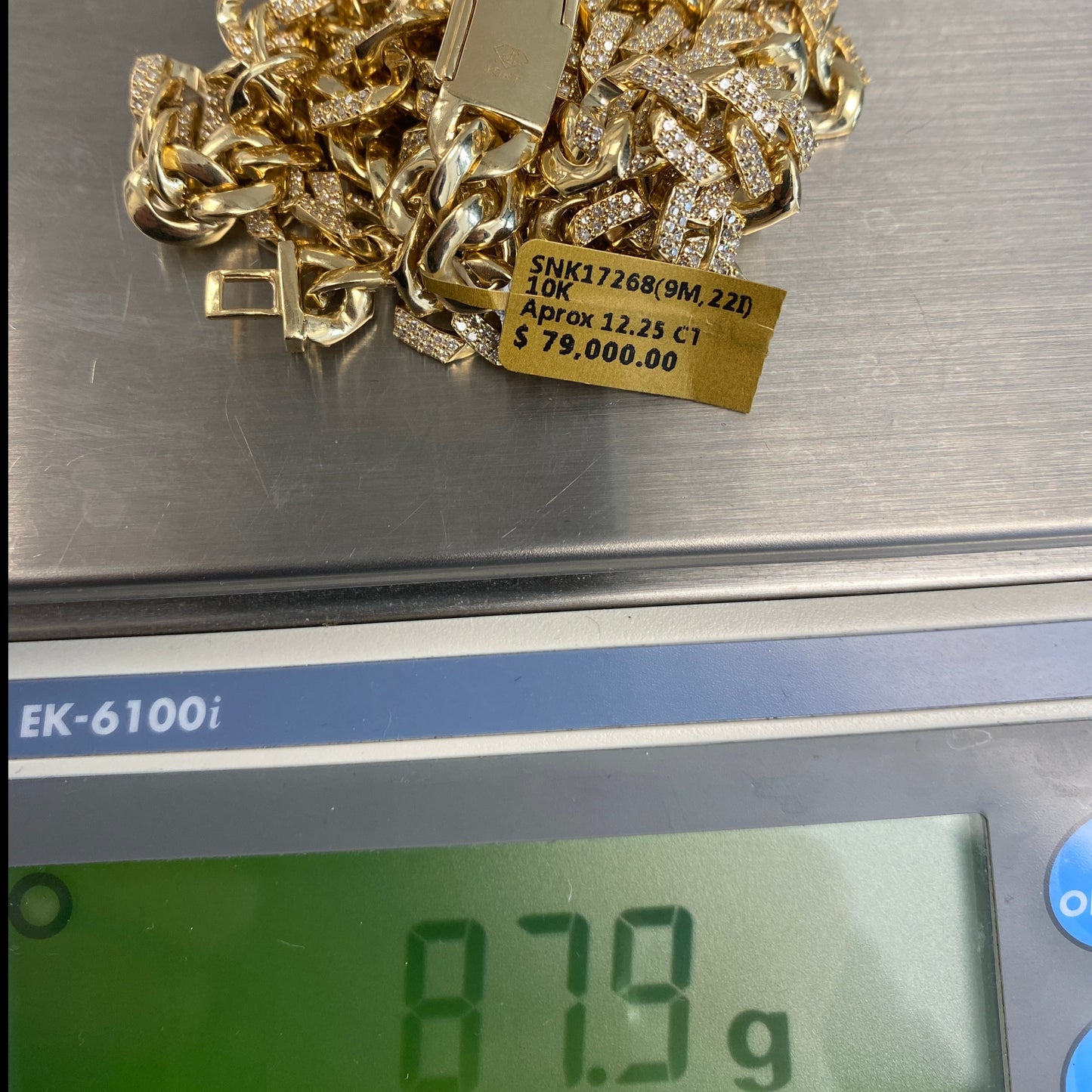 10K 9MM Cuban Link Diamond Chain 22"