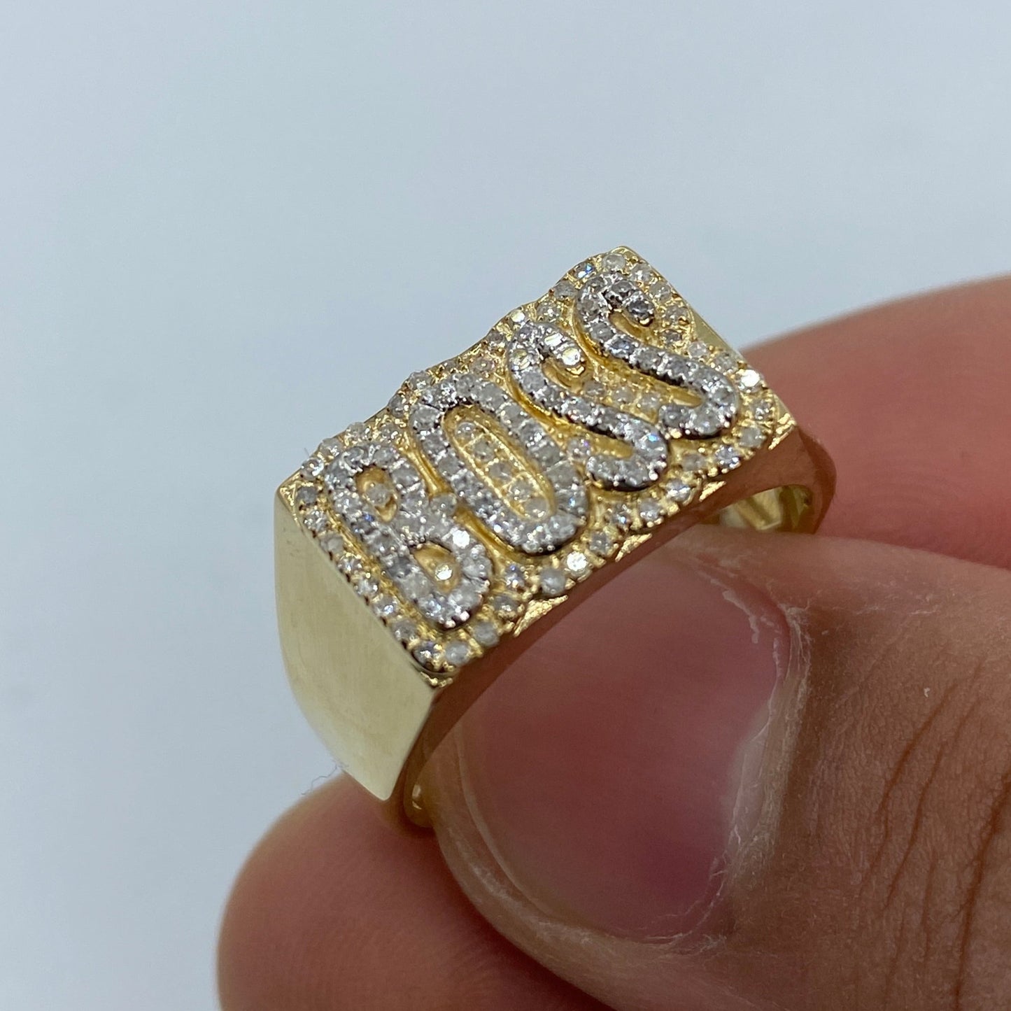 10K Boss Name Plate Diamond Ring