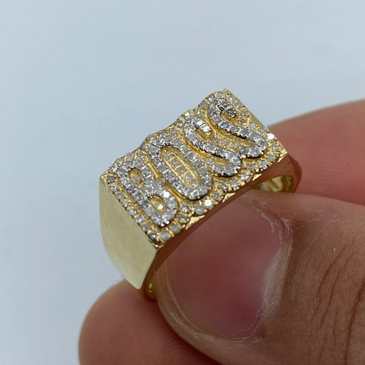 10K Boss Name Plate Diamond Ring