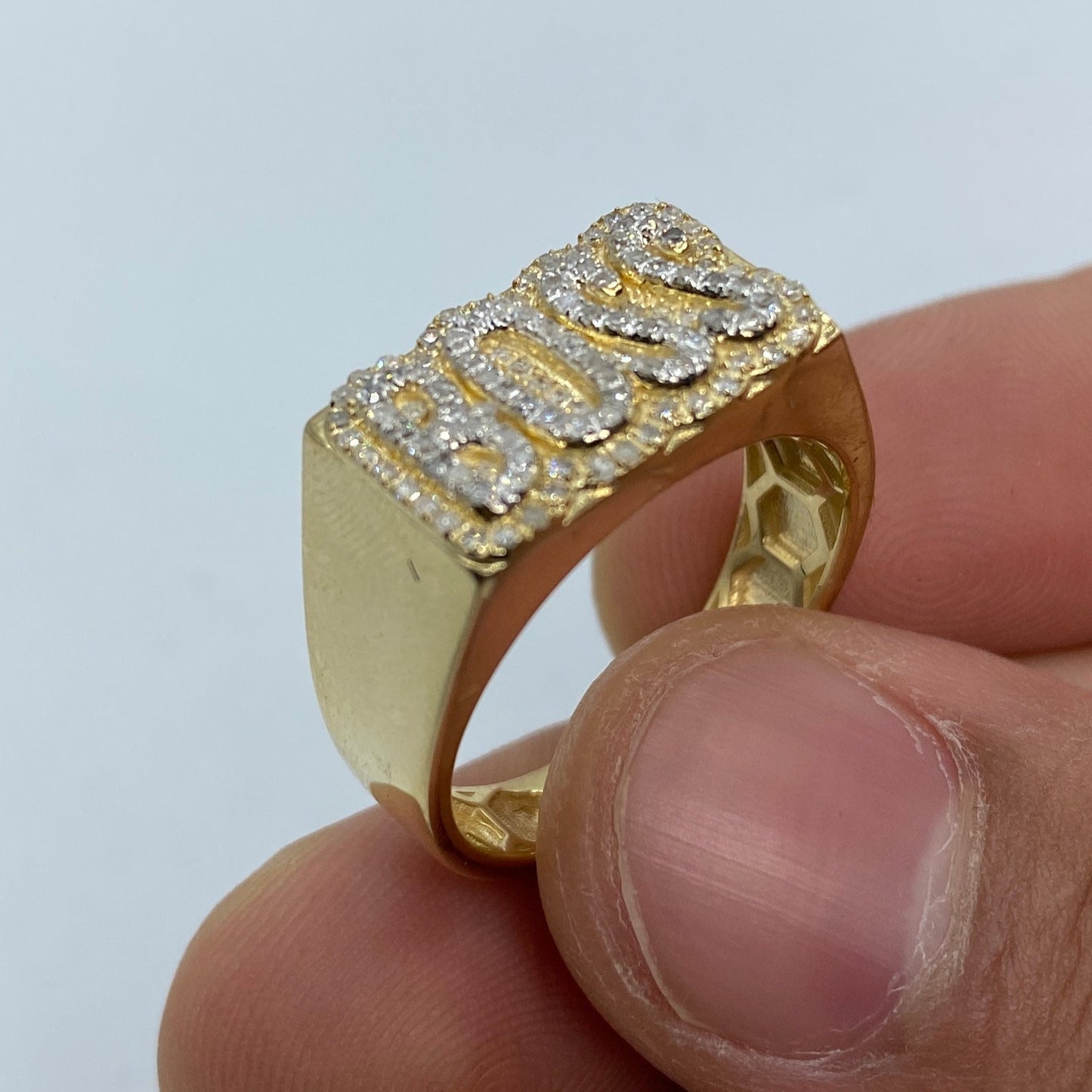 10K Boss Name Plate Diamond Ring