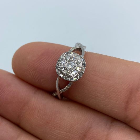 Diamond Row Spiral Engagement Ring