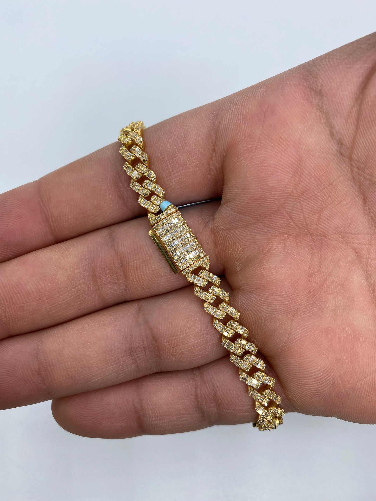 14K Cuban Baguette Bracelet 6.5mm, 8in