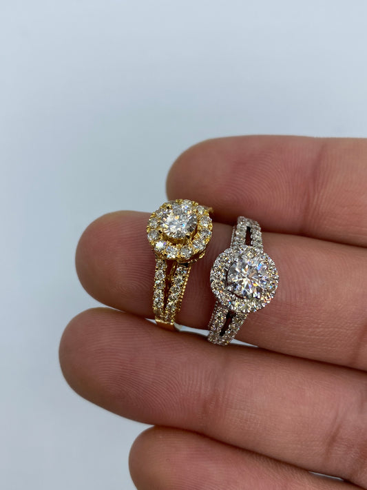 Large Circle Stone Engagement Ring