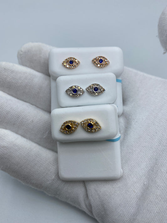 Blue Center Stone Eye Earrings