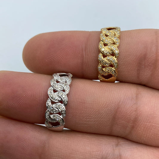 10K Cuban Link Diamond Ring (7M) Style #1