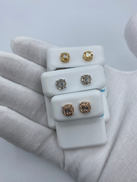 Circle Square Baguette Earrings