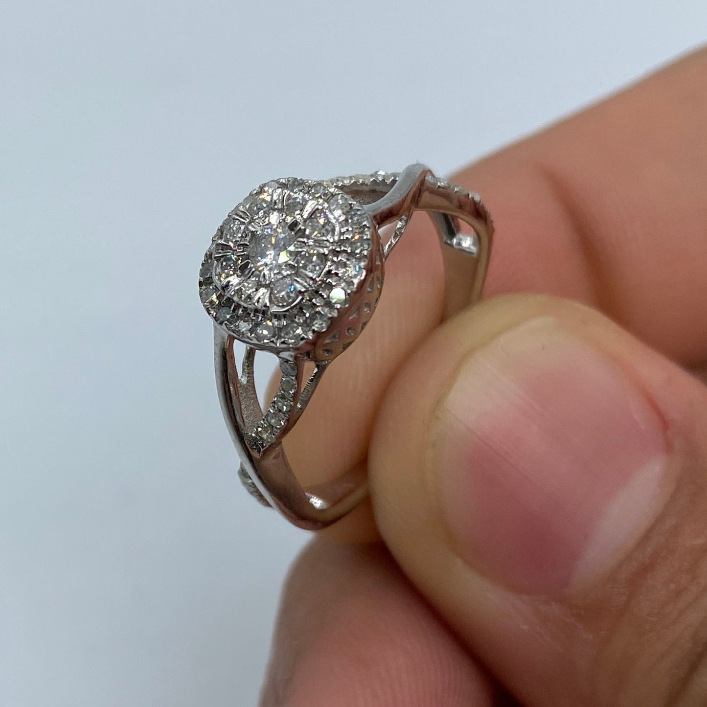 Diamond Row Spiral Engagement Ring