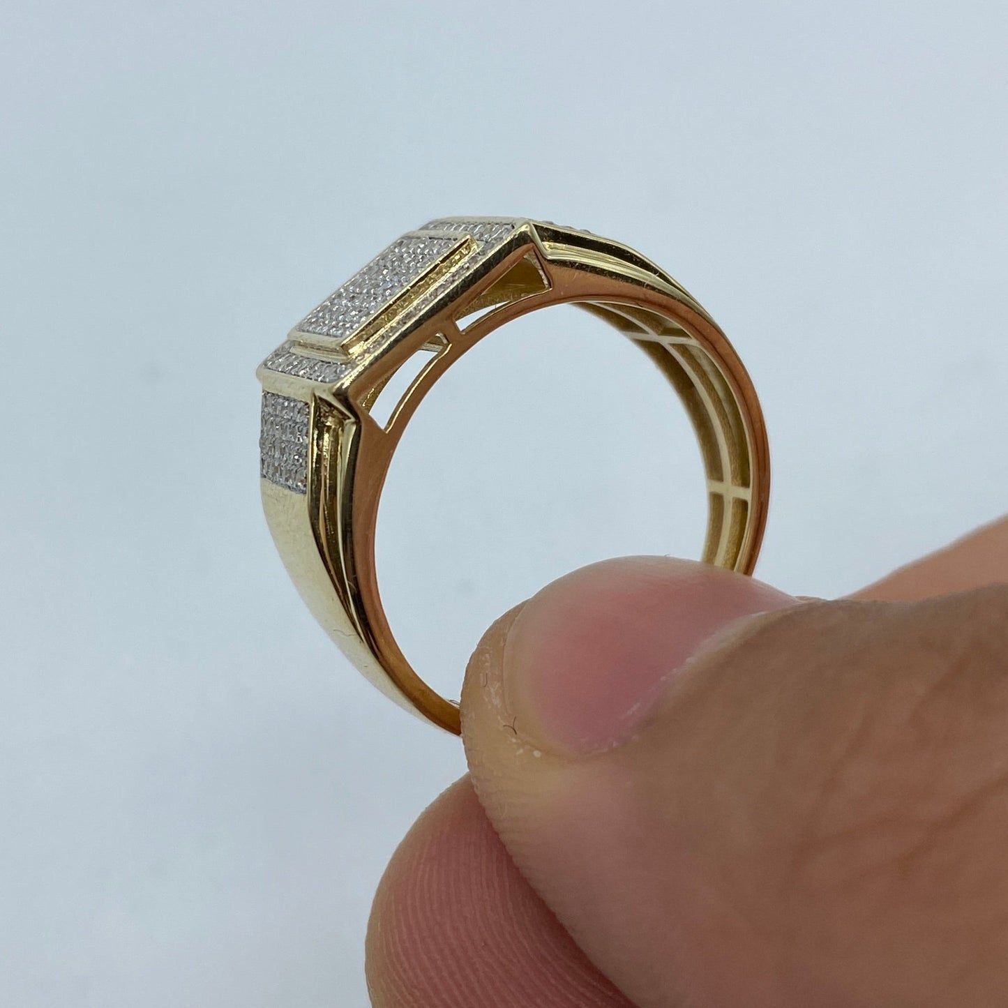10K 3D Square Diamond Ring