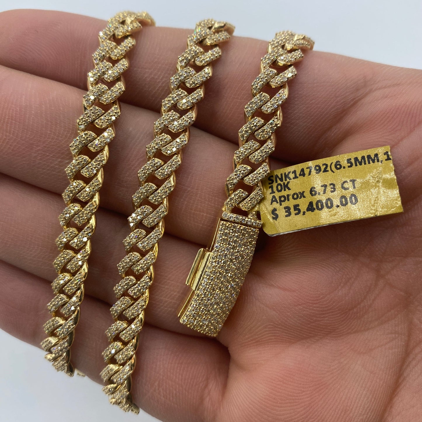 10K 6.5MM Cuban Link Diamond Chain 16"