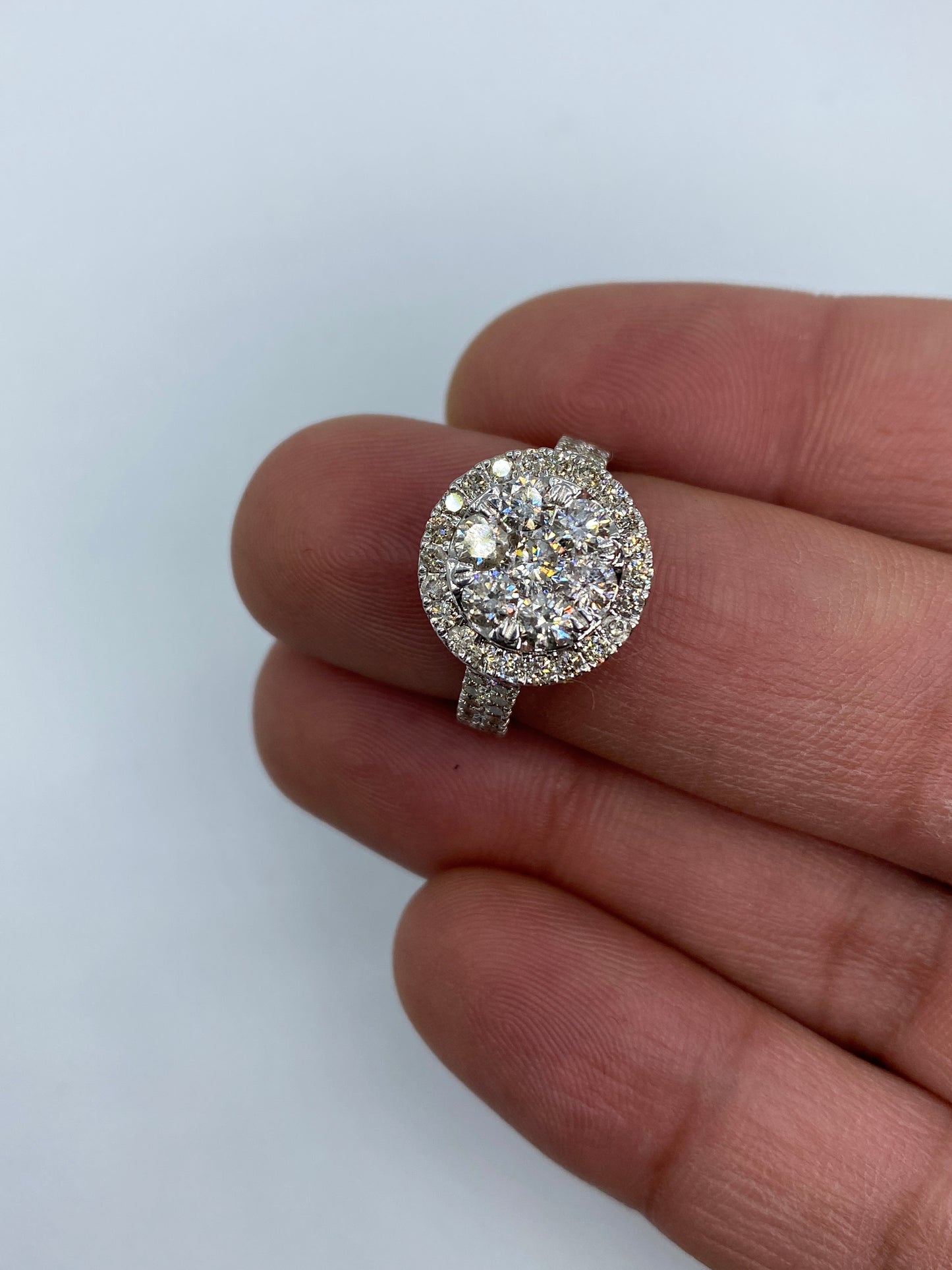 Circle 3D Flower Engagement Ring