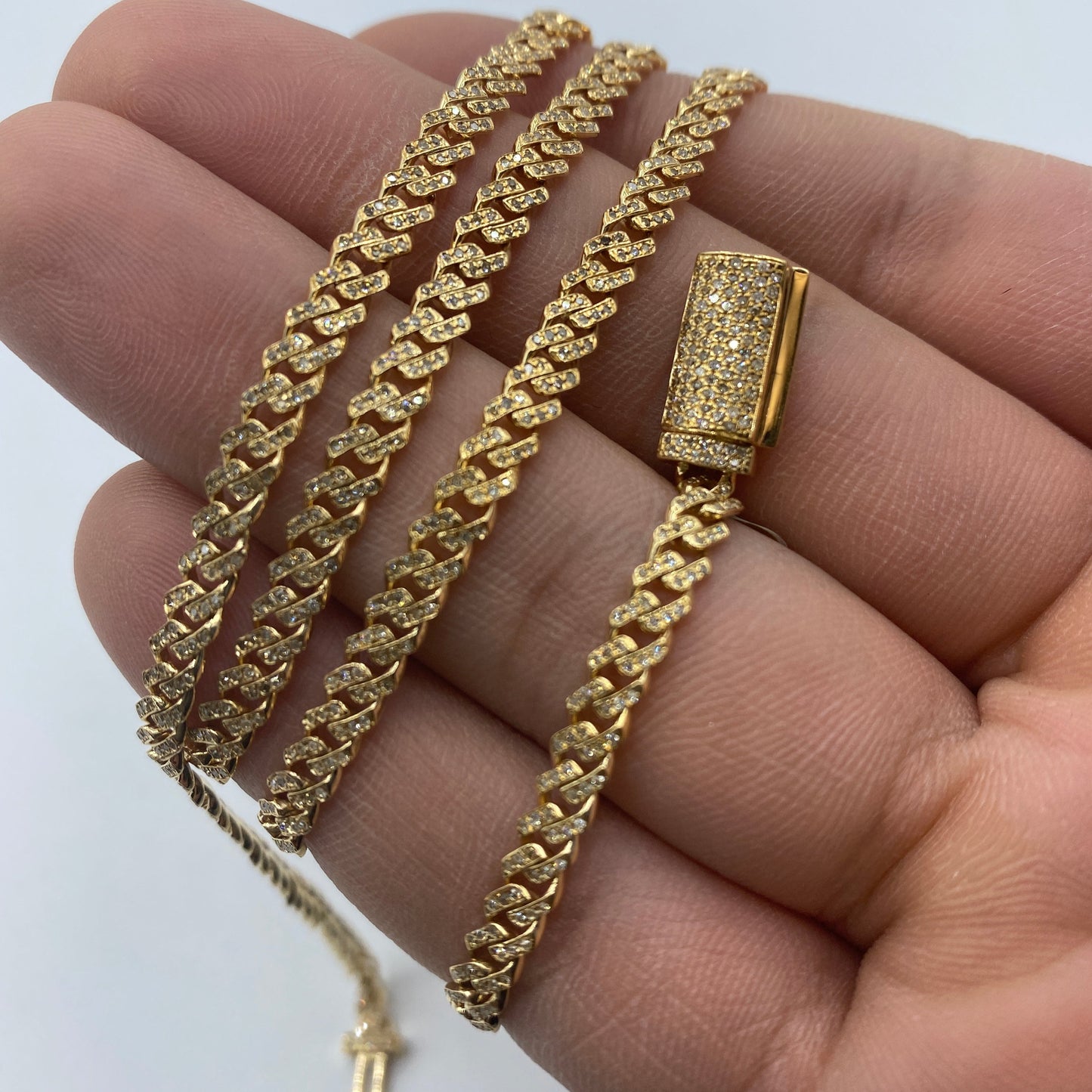 10K 4MM Cuban Link Diamond Chain 22"