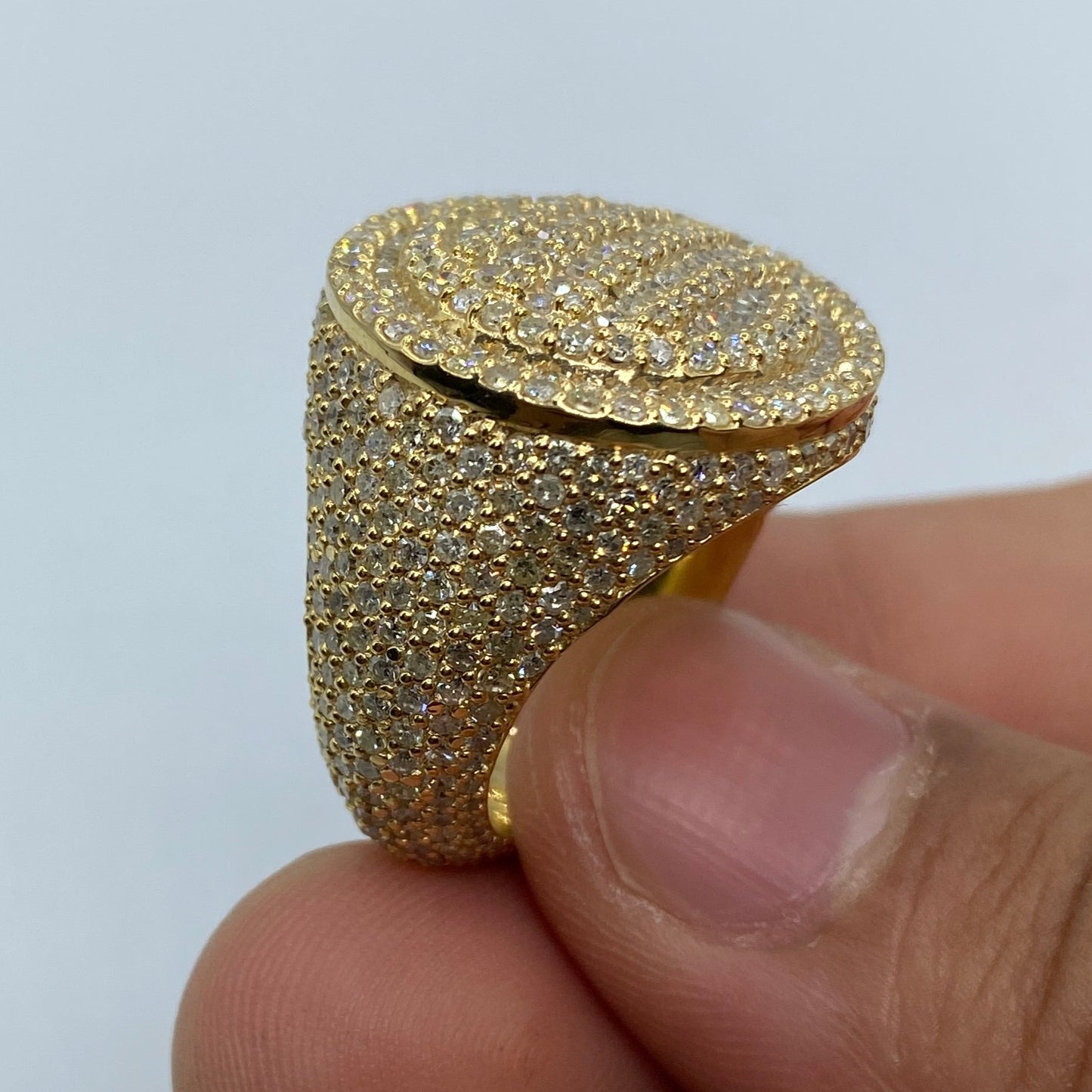 10K Circle Iced-Out Diamond Ring