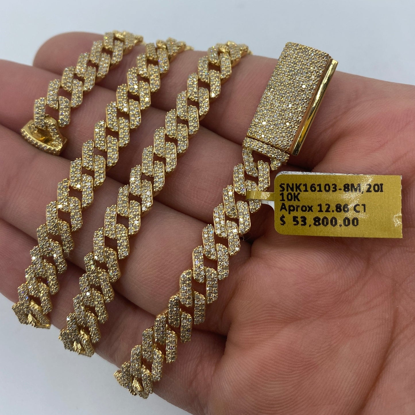 10K 8MM Cuban Link Diamond Chain 20"