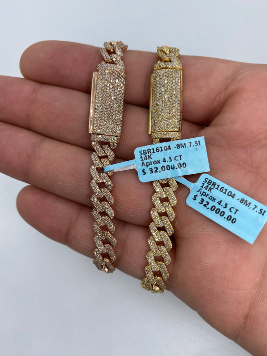 14K Cuban Bracelet 8mm, 7.5in