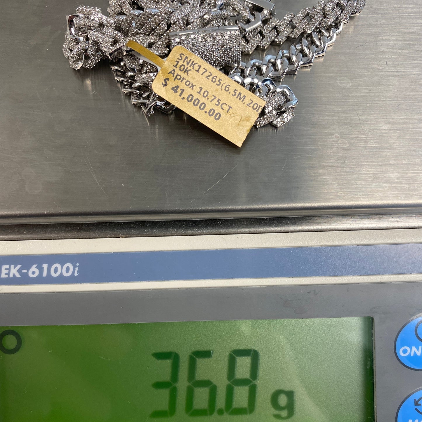 10K 6.5MM Cuban Link Diamond Chain 20"