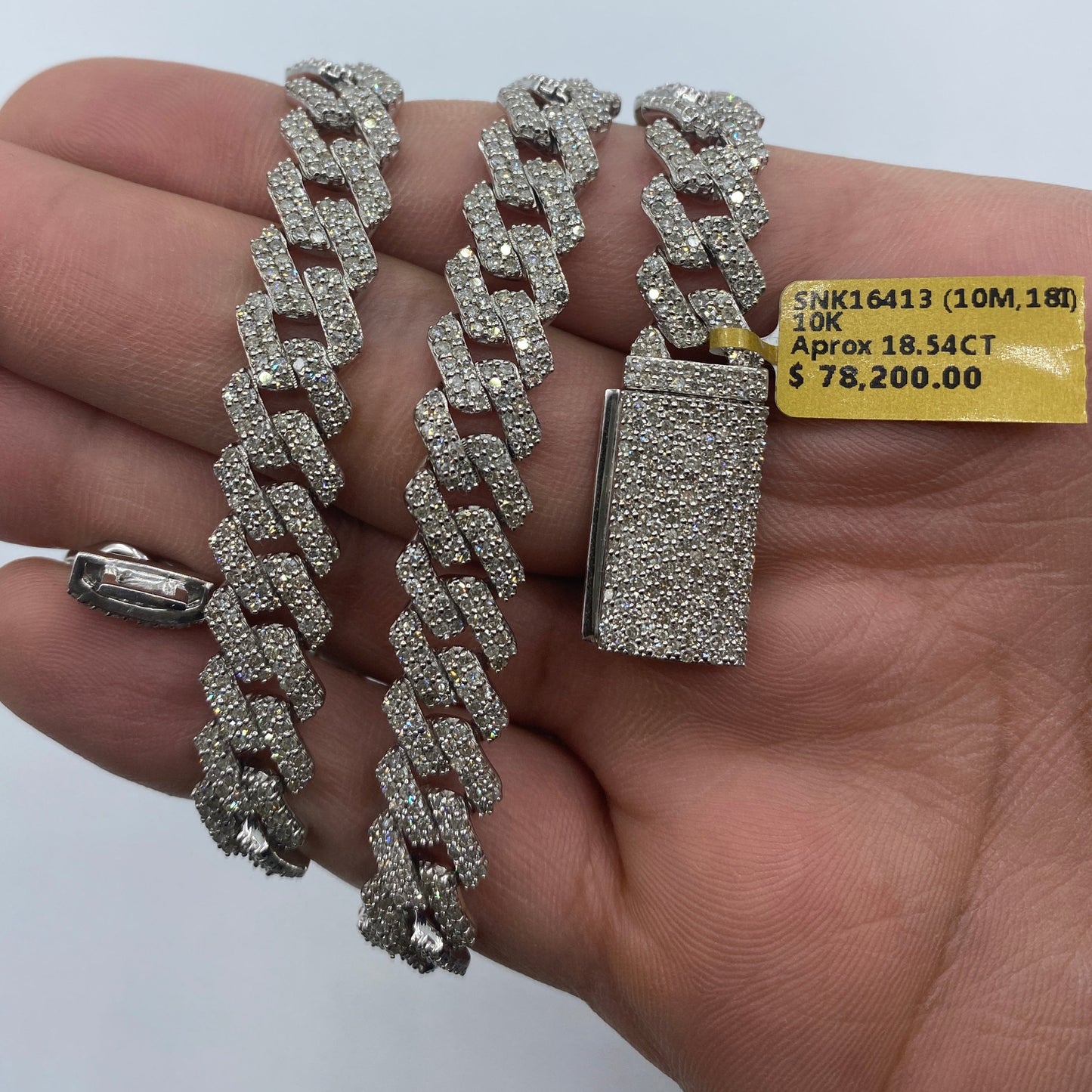 10K 10MM Cuban Link Diamond Chain 18"