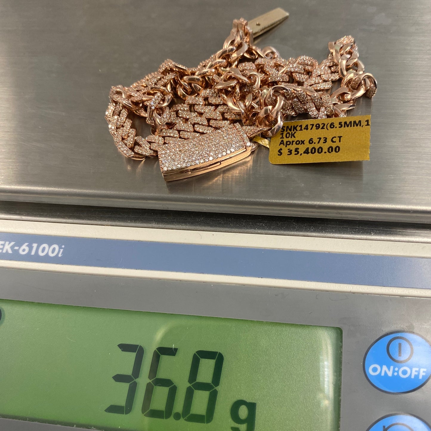 10K 6.5MM Cuban Link Diamond Chain 16"