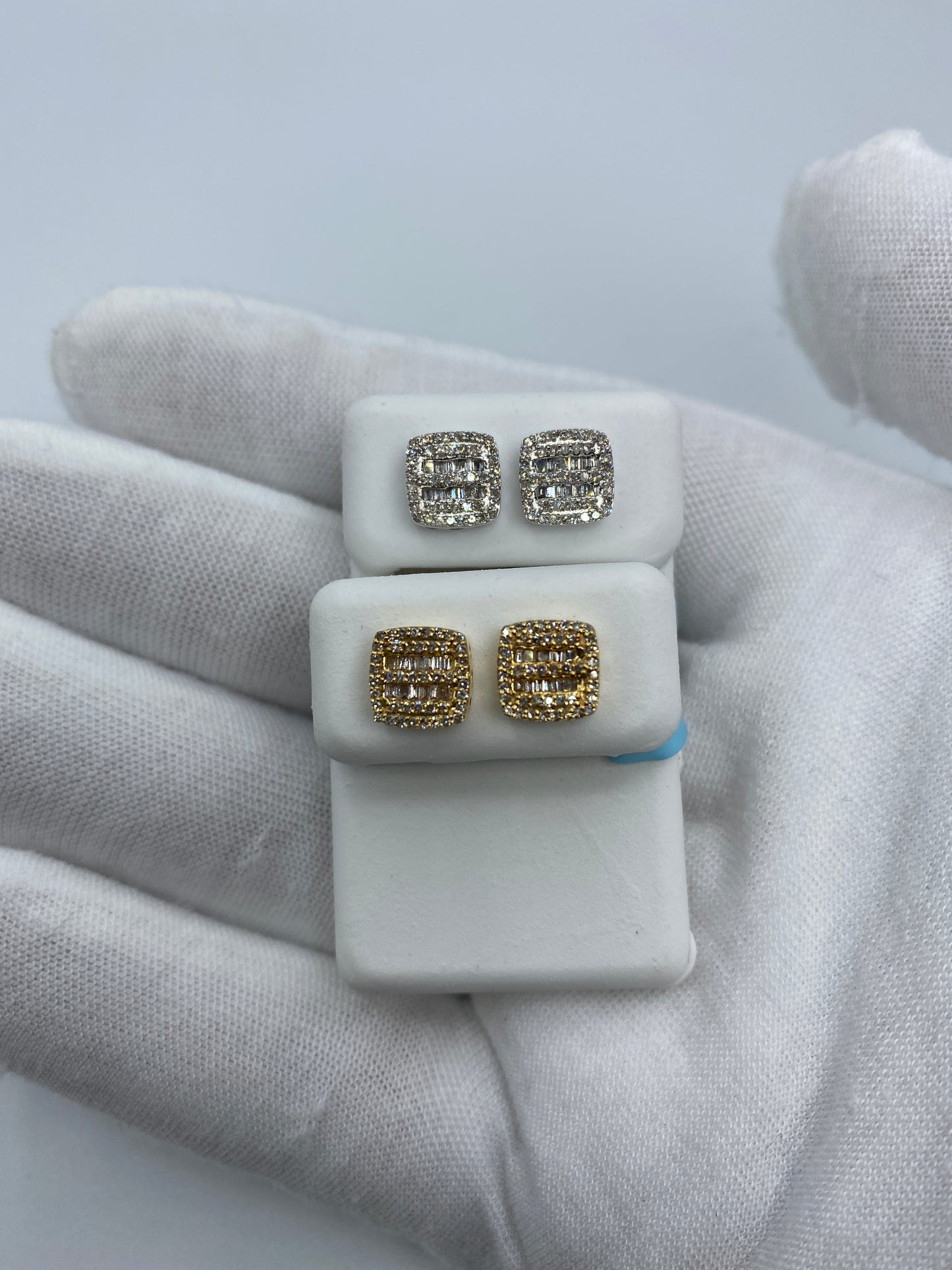 Square Duo-Row Baguette Earrings