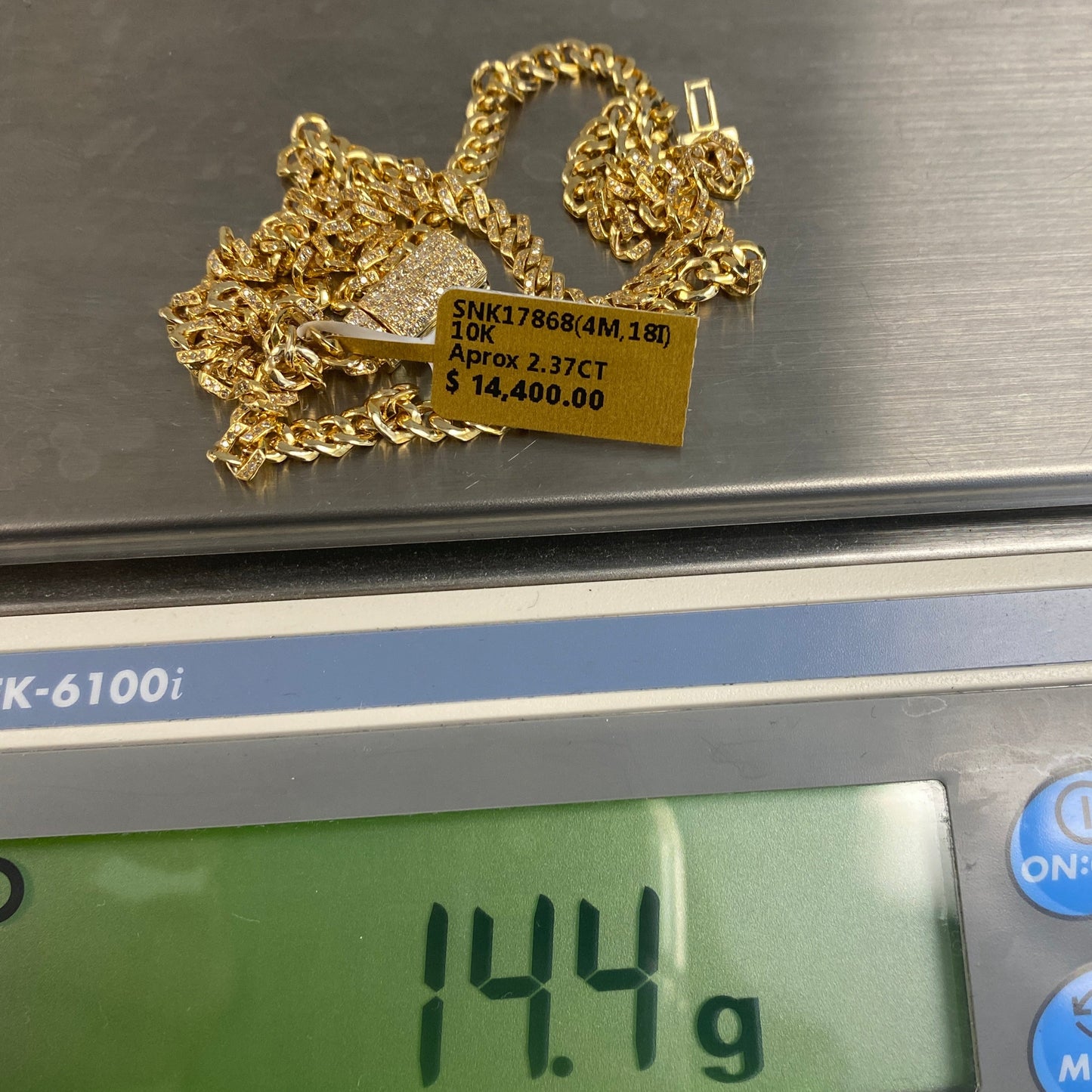 10K 4MM Cuban Link Diamond Chain 18"