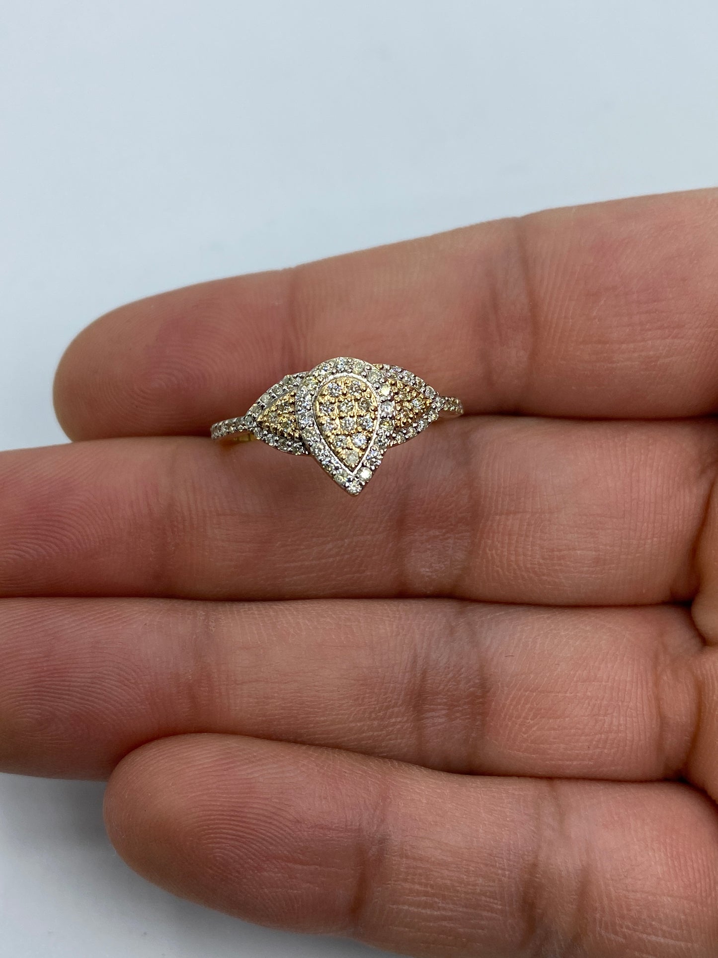 Tri-stone Pear Shape Engagement Ring