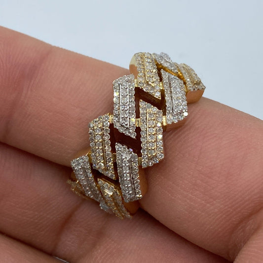 10K Cuban Link Diamond Ring Style #6