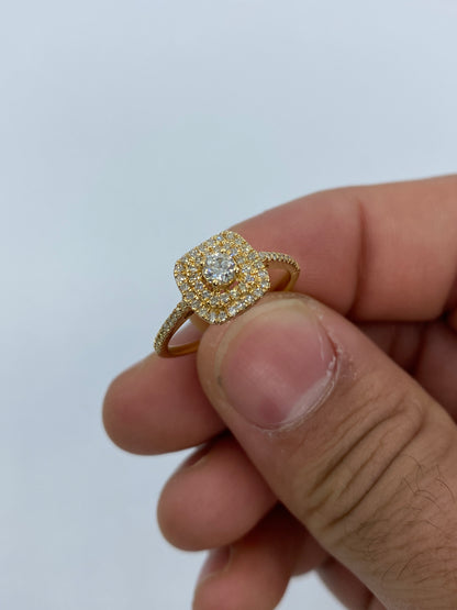 Wide Square With Large Center Stone Engagement Ring