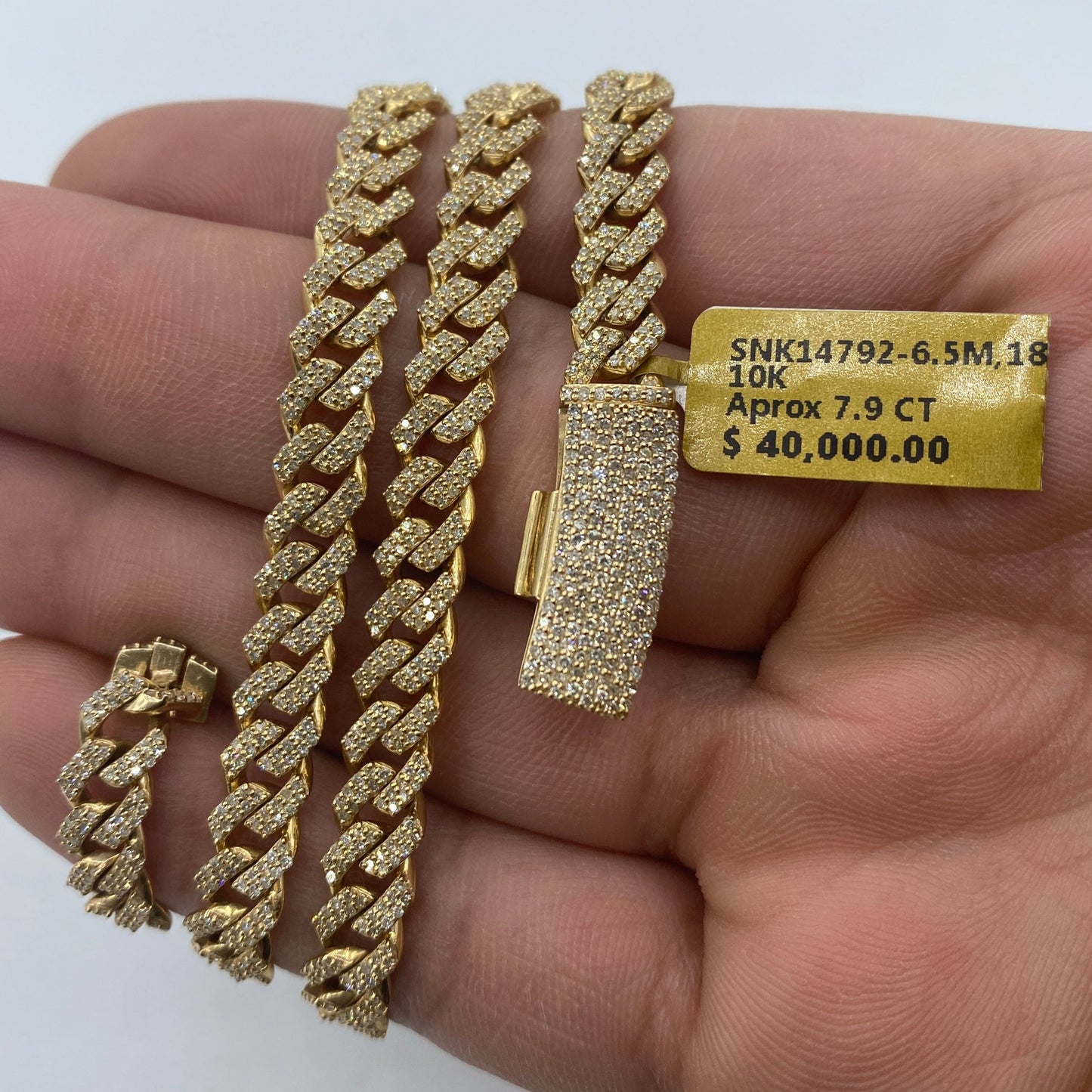 10K 6.5MM Cuban Link Diamond Chain 18"