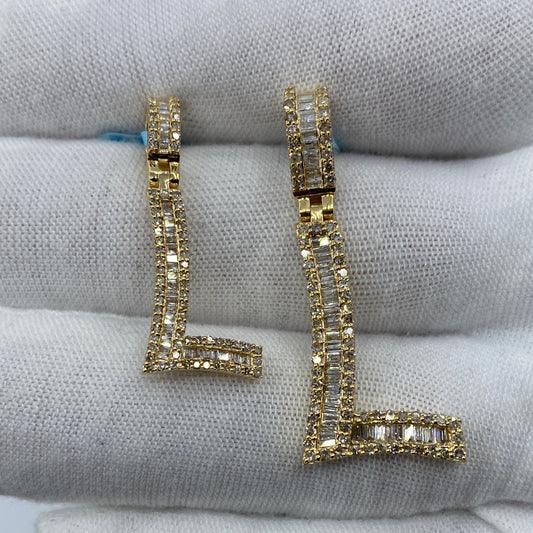 14K L Diamond Baguette Initial Pendant
