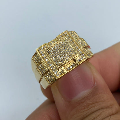 10K Square Trojan Diamond Ring