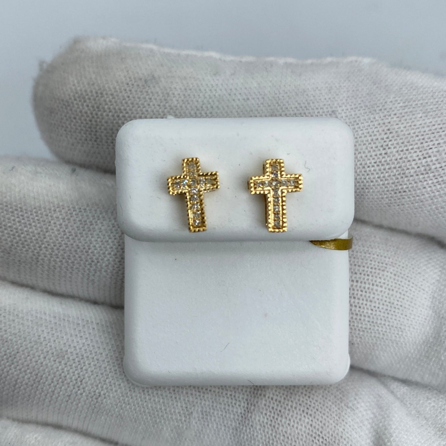 10K Cross Diamond Earrings