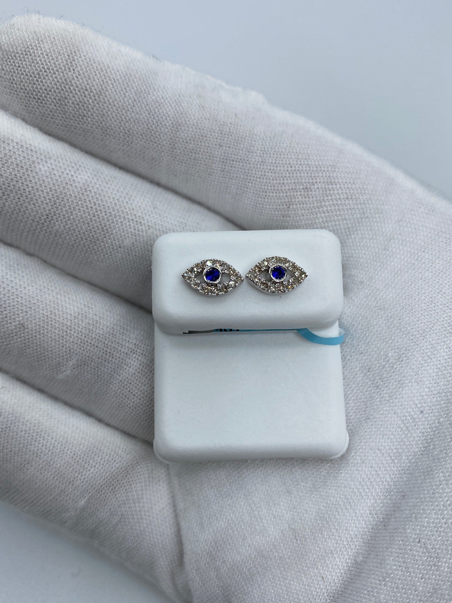 Blue Center Stone Eye Earrings