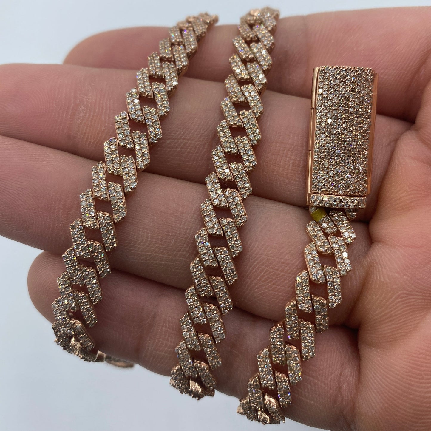 10K 8MM Cuban Link Diamond Chain 16"