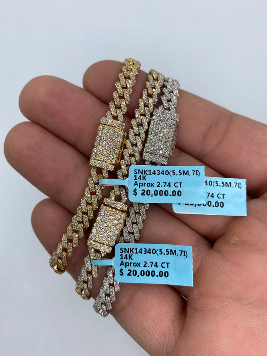 14K Cuban Bracelet 5.5mm, 7in