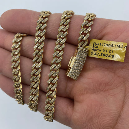 10K 6.5MM Cuban Link Diamond Chain 22"