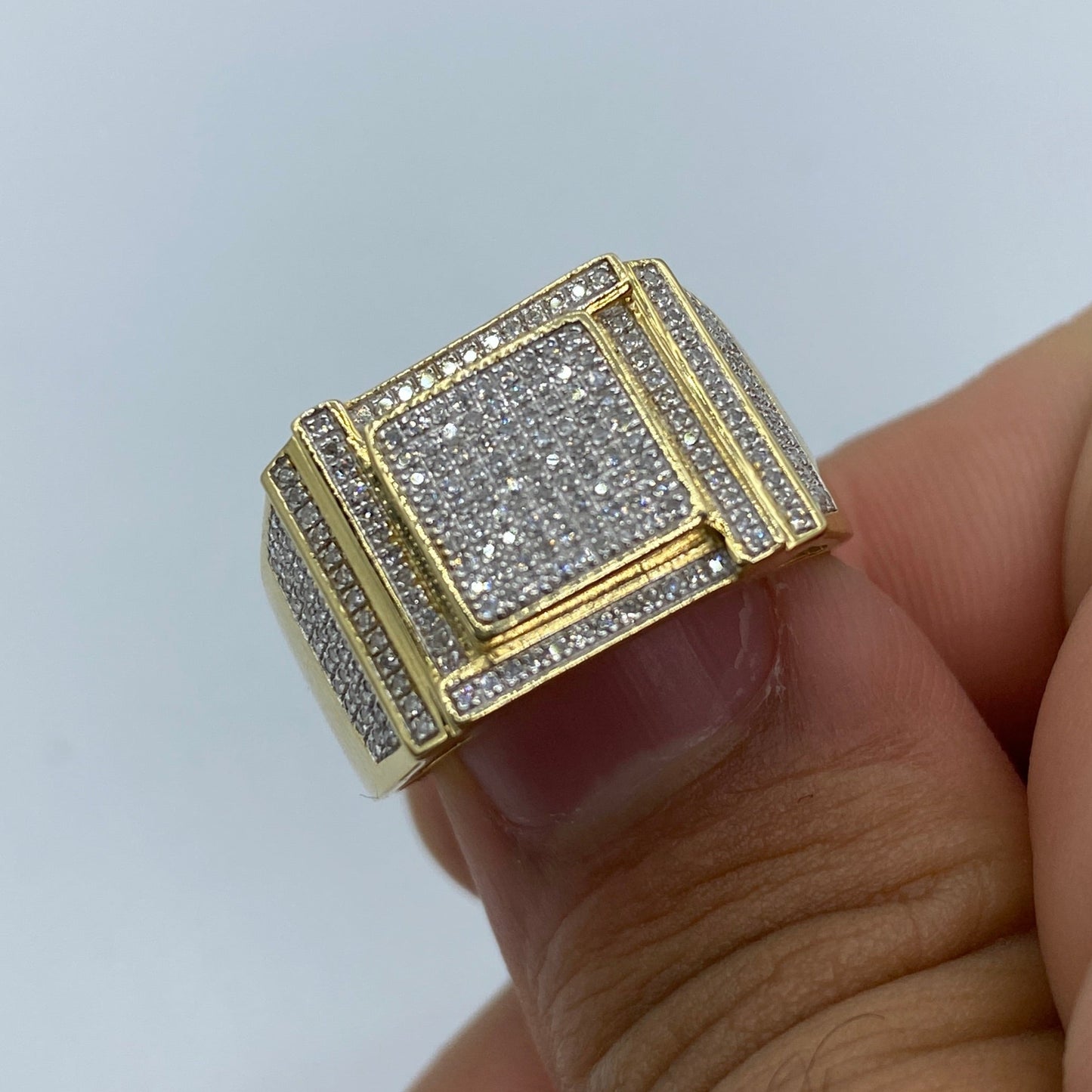 10K Square Jigsaw Diamond Ring