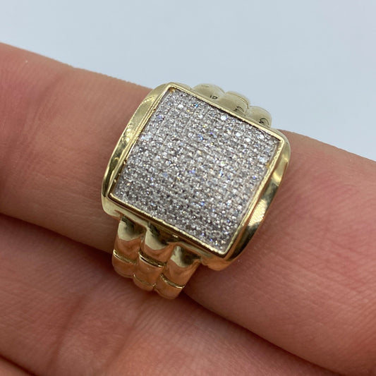 10K Square Engineer Diamond Ring