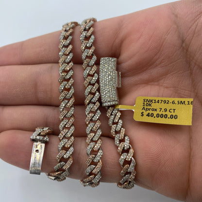 10K 6.5MM Cuban Link Diamond Chain 18"