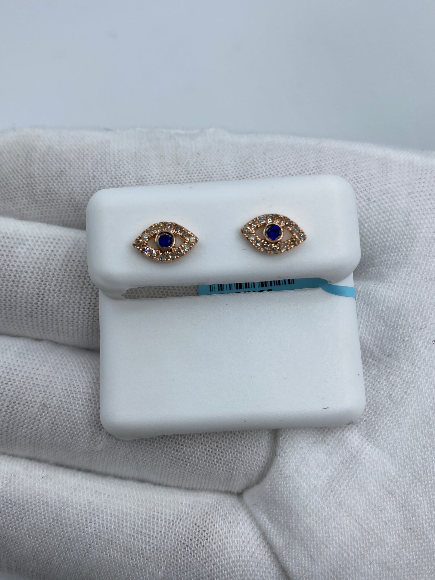 Blue Center Stone Eye Earrings