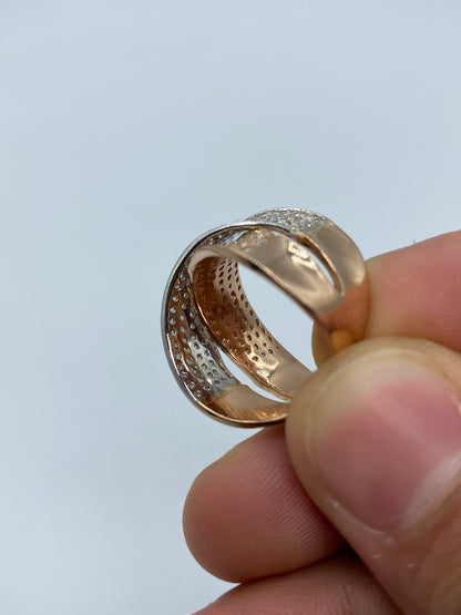 Two-Tone Warp Ladies Ring