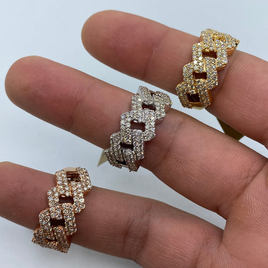 10K Cuban Link Diamond Ring Style #3