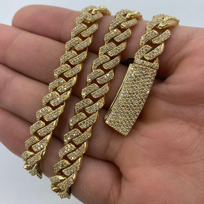 10K 9MM Cuban Link Diamond Chain 16"