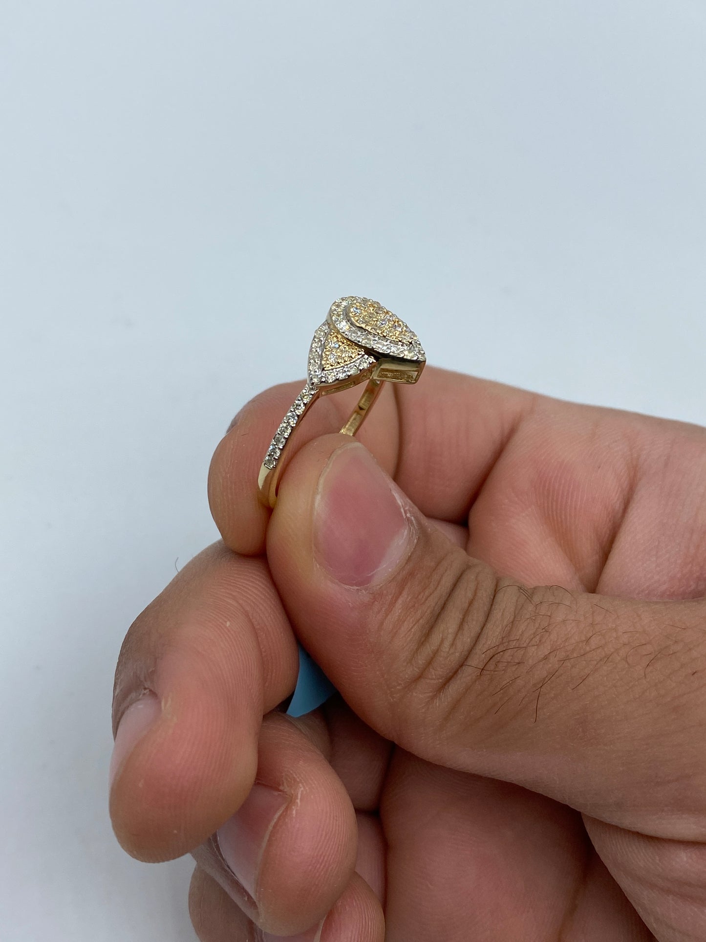 Tri-stone Pear Shape Engagement Ring