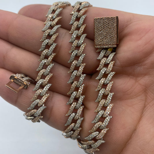 10K 10MM Thorn Cuban Link Diamond Chain 18"