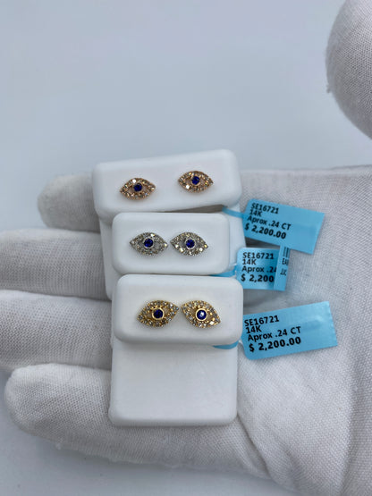 Blue Center Stone Eye Earrings